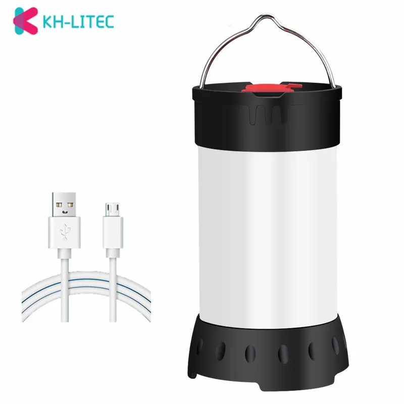 USB recarregável Camping Lantern, luz de tenda, 5 modos com ímã gancho, portátil, branco, vermelho, Camping, caminhadas, 18650, 2pcs