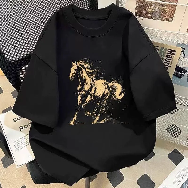

Year of the Horse zodiac year clothes multi colored t-shirt for women 2026 new fashionable and stylish loose top