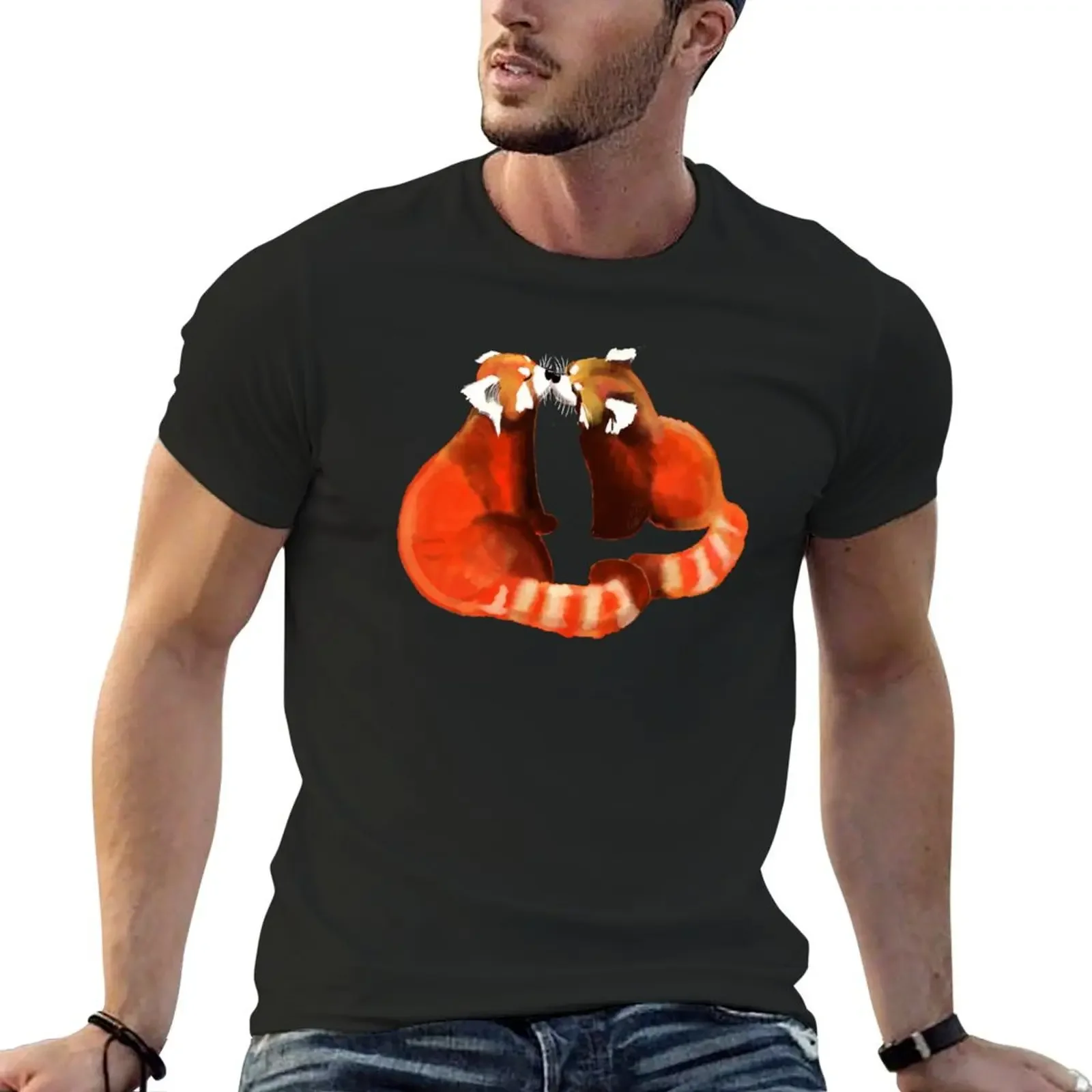 

Red Panda Kiss Cute Couple T-Shirt hippie clothes sweat men t shirt