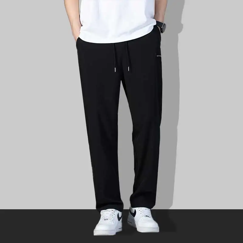 New Men's Summer Thin Pants Trendy Brand Large Loose Straight Leg Wide Leg Pants Casual Pants Trendy oversized