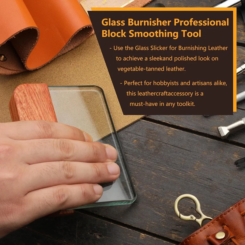 Jas Hujan Kaca Kerajinan Kulit untuk Kulit Pemoles, Alat Pemoles Kulit dengan Pegangan Rosewood Alat Kerja Kulit
