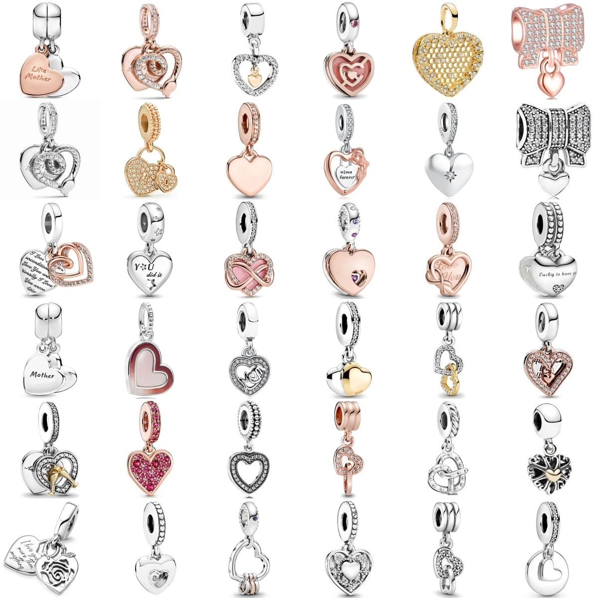 

925 Sterling Silver Rose Two Colors Charm Beads Fit Original Pendant Bracelet Necklace Jewelry Making Gift