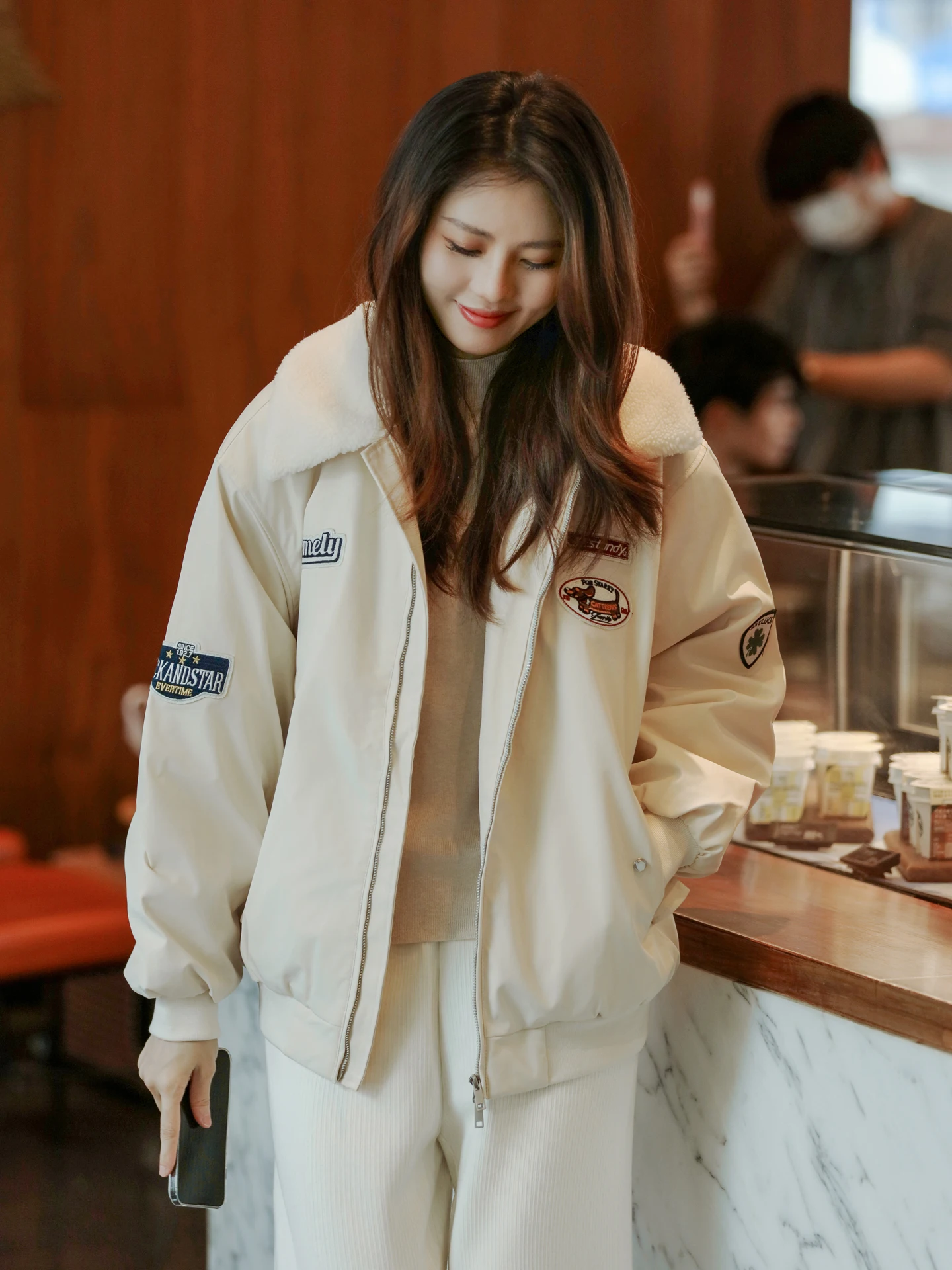 여성용 루즈 학생 겨울 신상품 미국식 야구 스타일 코트 한국 버전 스트레이트 롱 코트