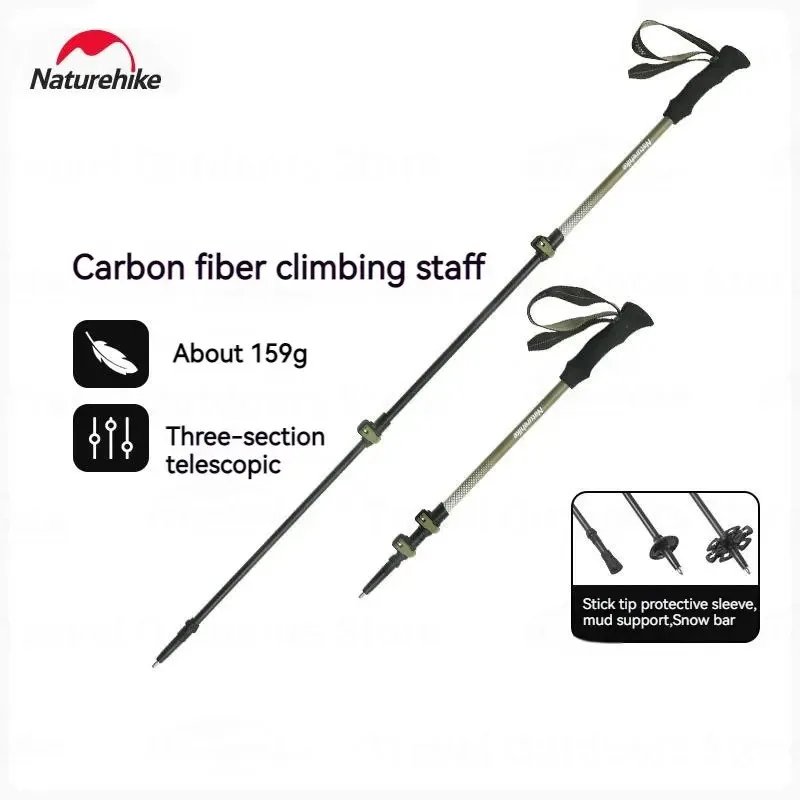 

Naturehike Ultralight Walking Stick Hiking Stick 3k Carbon Fiber Telescopic 3-Section Trekking Pole Outdoor Climbing Sticks