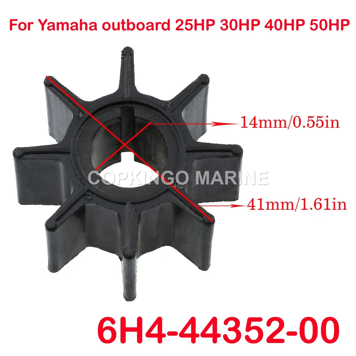 

Boat Water Pump Impeller for YAMAHA outboard (25/30/40/50HP) 2-stroke 6H4-44352-01 676-44352-01 6H4-44352-02-00