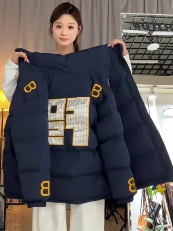 

American Sle Thiened Cotton Jaet Bread Sle Coat Embroidered Stand Collar Loose Warm Winter New Arrival Women's Outerwear