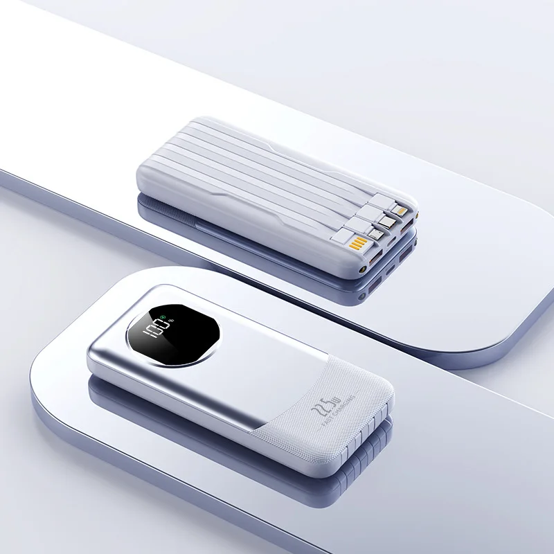 New 20000mAh 22.5W Super Fast Charge Power Bank with Built-in Cable