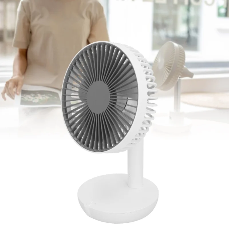 USB Charging Rechargeable Mute Oscillating Desk Fan White Practical For School Home Desktop