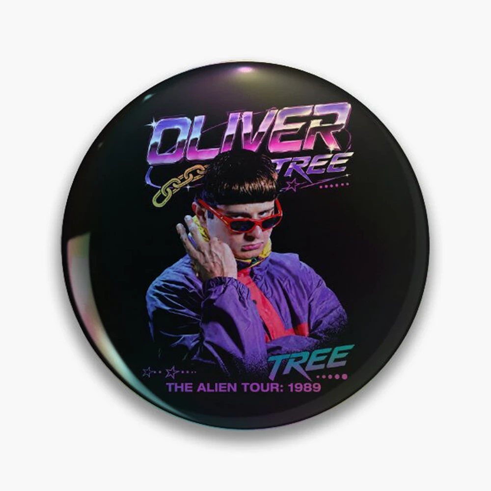 Oliver Tree Retro Y2K Pop Art  Pin Holographic Star Heart Pin Brooches Laminated Button Fashion Accessory