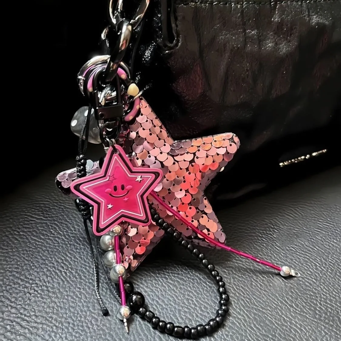 Colorful Sequins Star Conch Braided Rope Personalized Keychain Strap Bag Pendant Phone Landyard Phone Charm Decorative Accessory