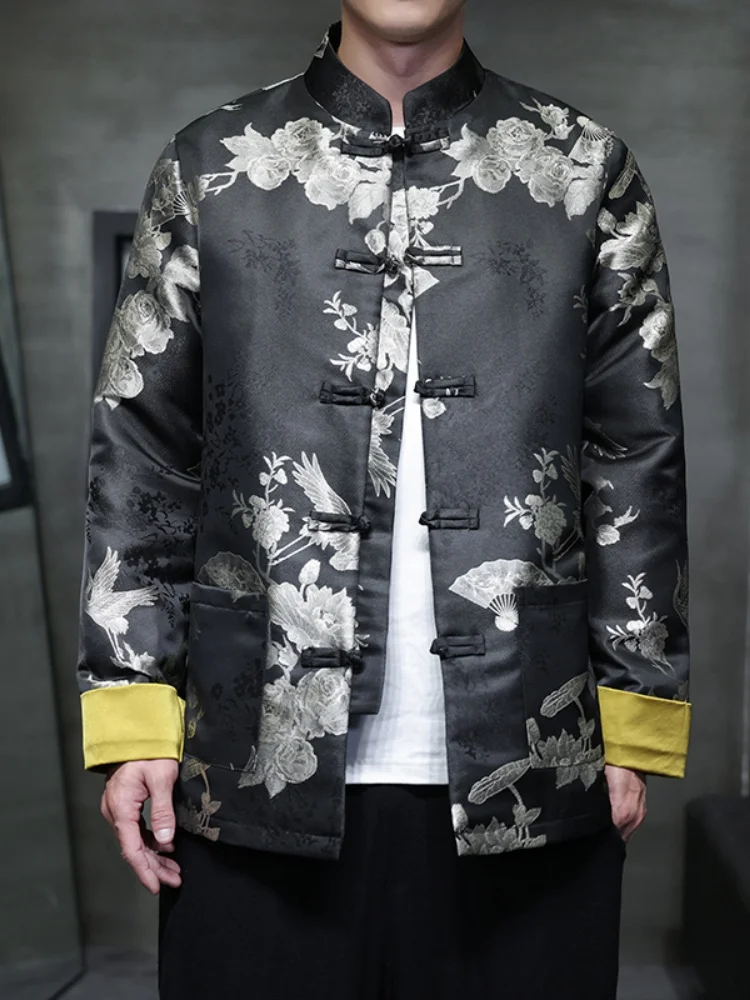 

Мужская весенняя куртка в стиле танчжуан для среднего возраста, новая китайская рубашка на пуговицах, буддийская роба