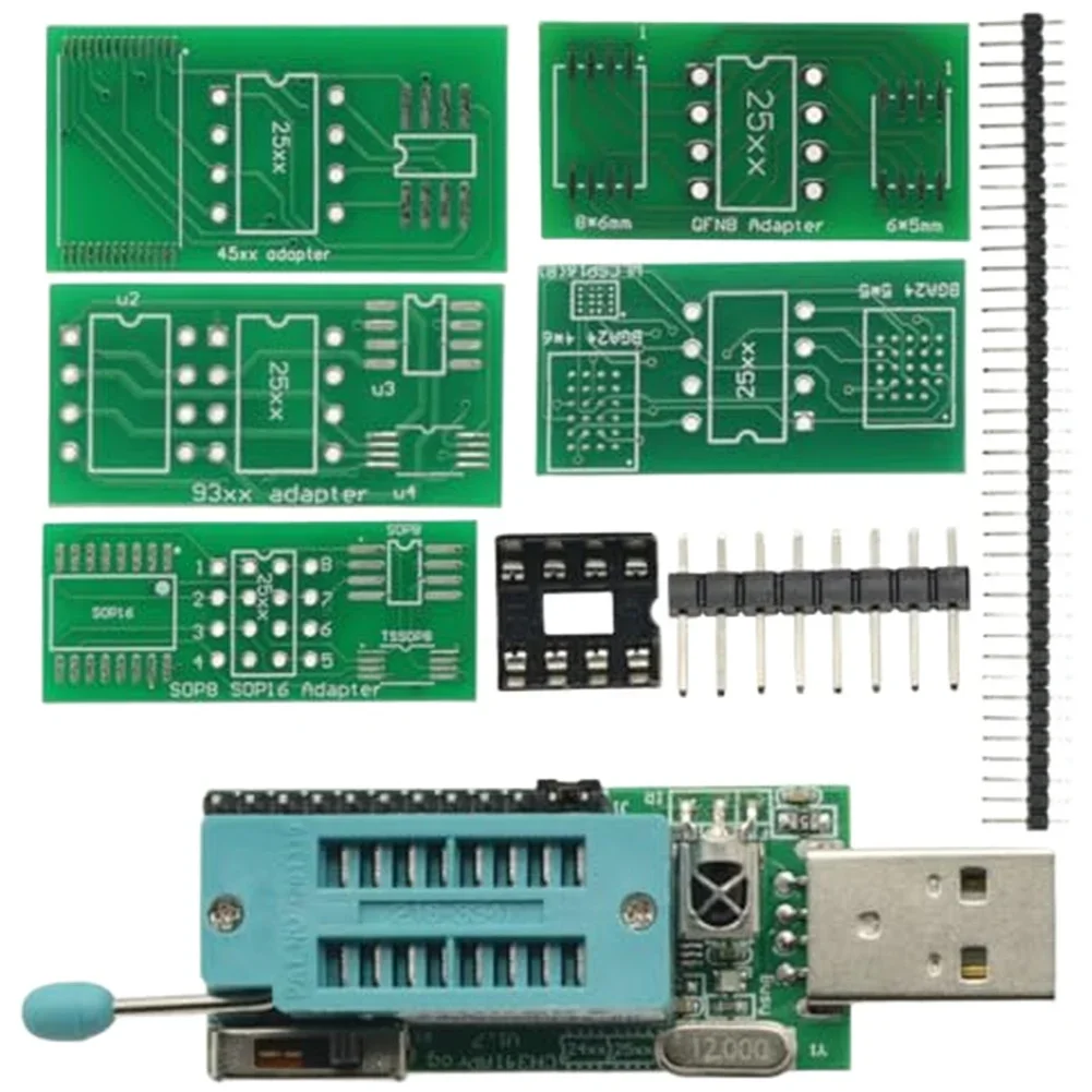 CH341A Programmer Tool Kit With Level Conversion Chip Supports 5V 3.3V 2.5V 1.8V I2C EEPROMs Read Write TTLs Indicators