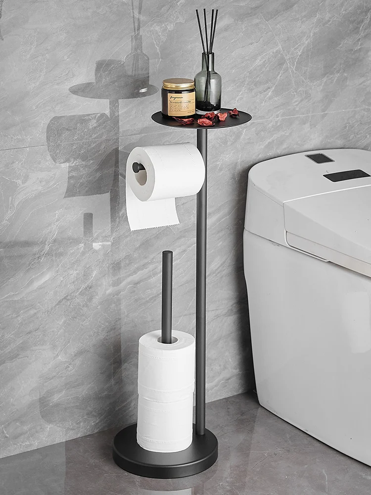 Toilet Tissue Holder Creative and Slightly Luxury Stainless Steel Punch-Free Toilet Paper Roll Holder Vertical Floor-Standing