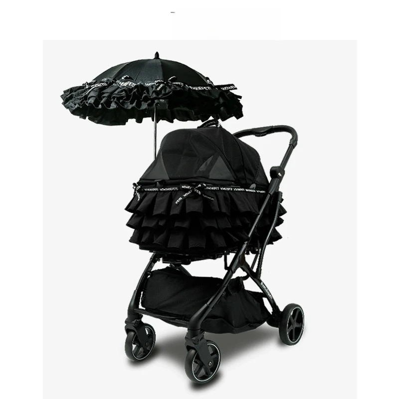

Hepburn style small pet out four-wheel cart lightweight foldable dog cat universal