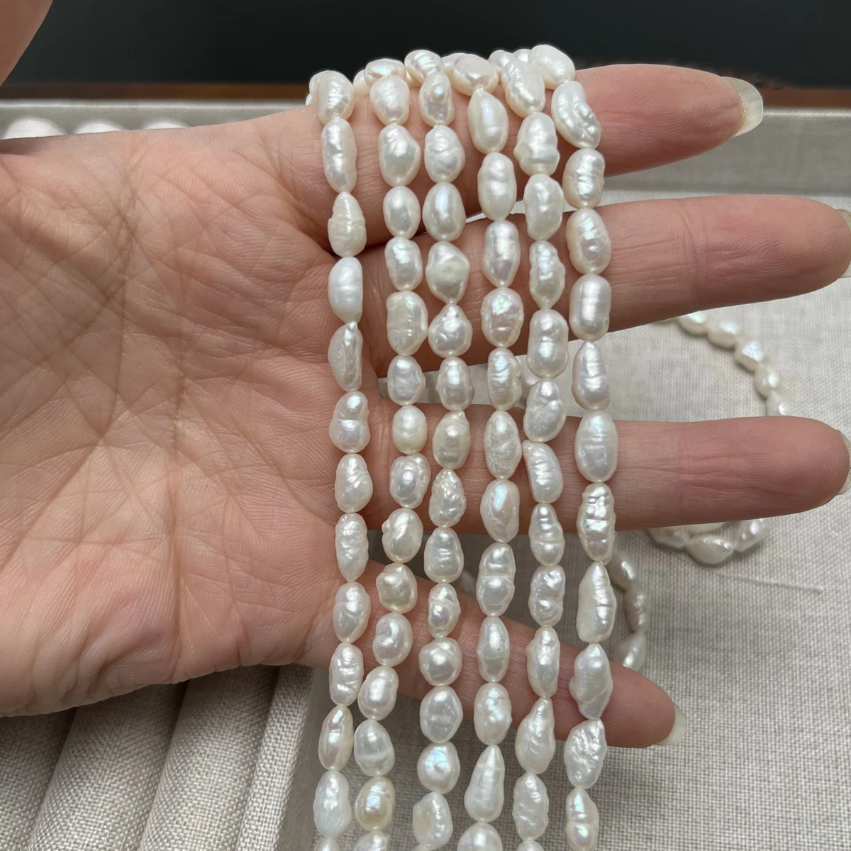 5-6 مللي متر لؤلؤ المياه العذبة الطبيعية اثنين الجانب لامعة فضفاض الخرز Charms DIY بها بنفسك النساء الرجال قلادة أساور مستلزمات صناعة المجوهرات