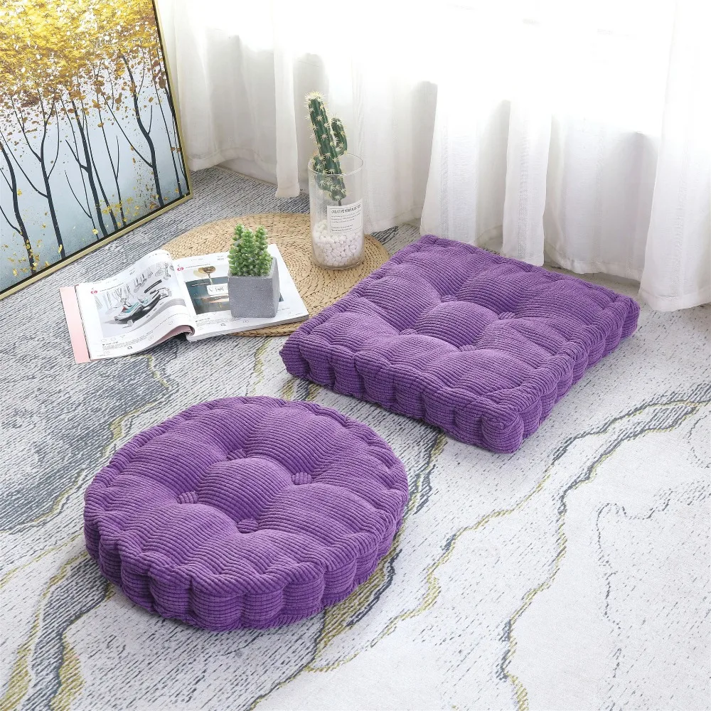 

Seating Pillow Square/Round Tufted Seat Cushion Thickened Soft Sofa Cushion Japanese Style Solid Color Chair Mat Student