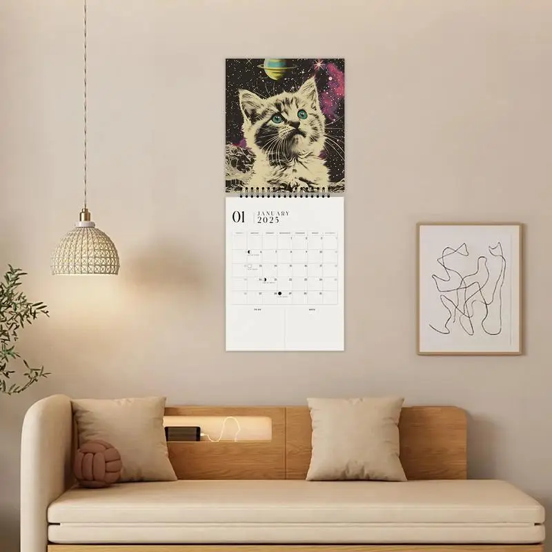 2025 calendário de parede gatos gato planejador familiar para organização de parede e calendário de planejamento 2025 calendário mensal planejador fase da lua