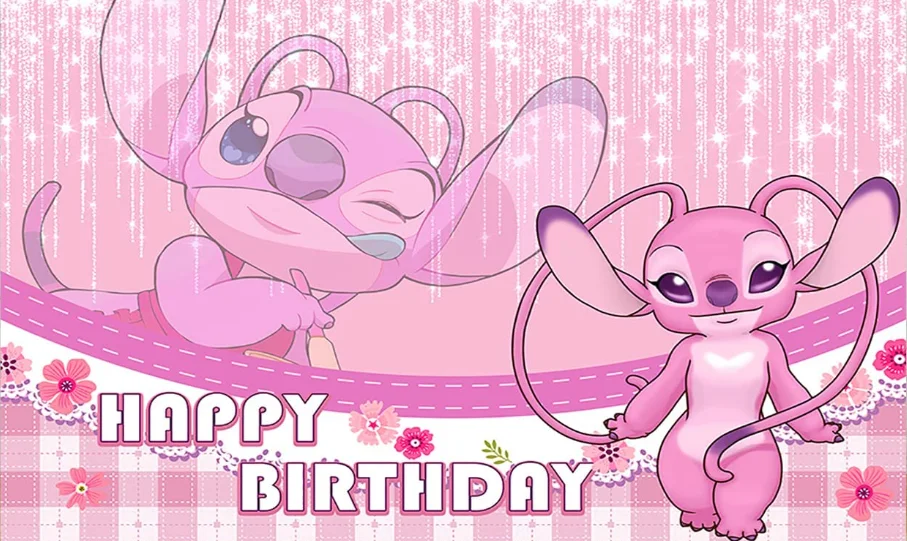 Suministros de fiesta de puntada y Ángel, Fondo de fotografía, cartel de feliz cumpleaños para niños, decoración de fondo de fiesta de cumpleaños