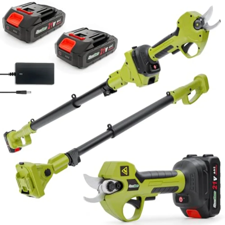 

20V 2-in-1 Brushless Pole Pruning Shear with 2 Batteries Cordless Electric Tree Pruner 1-Inch Cutting Diameter Fast Charger Inc