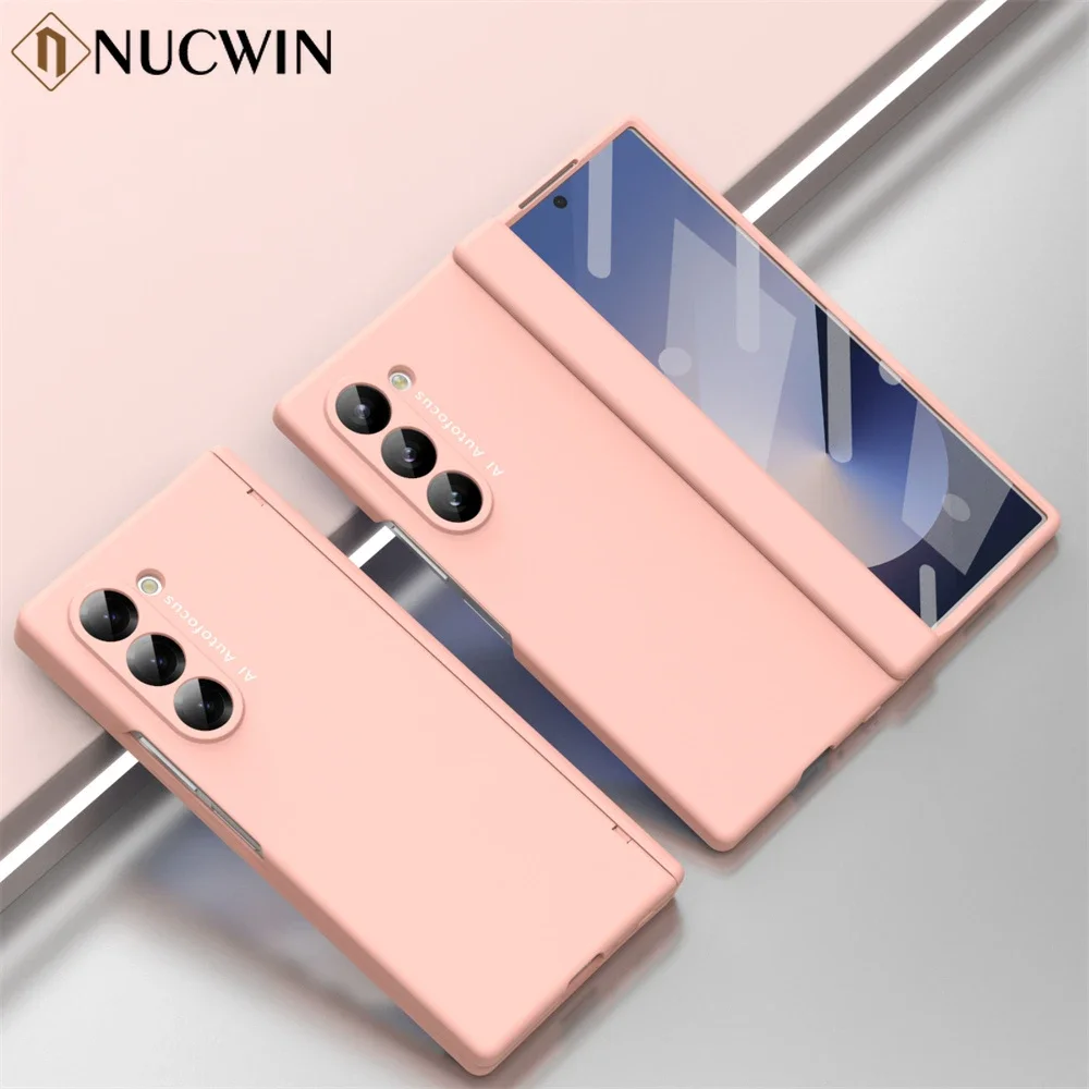 For Samsung Galaxy Z Fold 6 Case Business Matte Macaron Color Slim Hard PC For Samsung Z Fold 6 Hinge Protection Shockpoof Cover