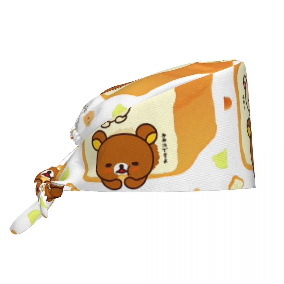 Scrub Caps Cartoon Rilakkuma Anime Girls Nursing Hats Unisex Women Trendy Medical Cap Soft Elastic Tie Back Working Cap