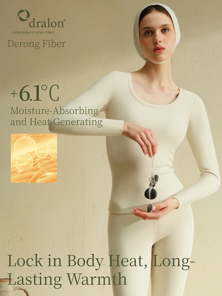Women's Fleece Thermal Underwear Set - Long Sleeve Top & Pants