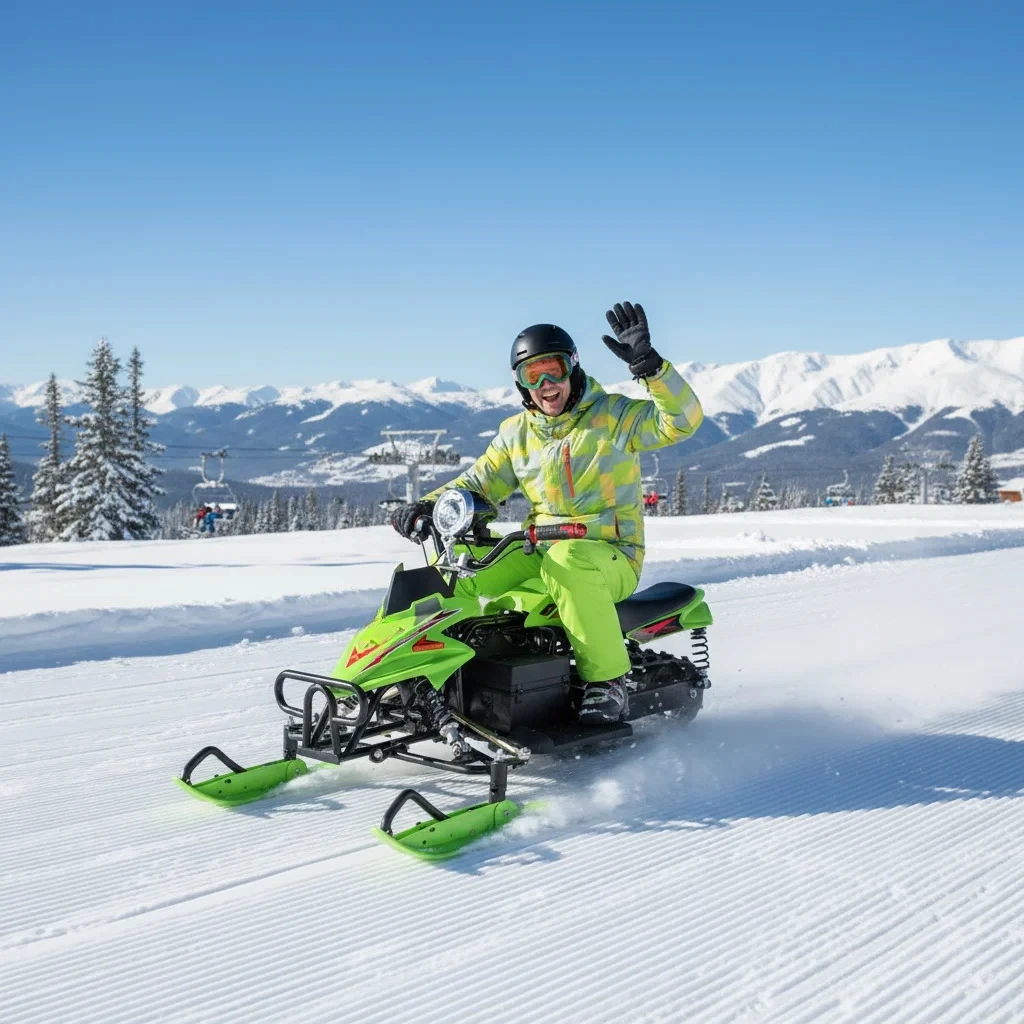 

3-Speed regulation and reversing with 4 shock absorbers 48V20A Chaowei battery 500W snowmobile for children and adults