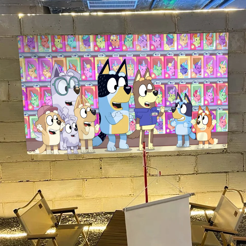 B-Blueys Cartoon Dog Retro Flags Multiple Choice Living Studio Booth Interior Decoration Banner