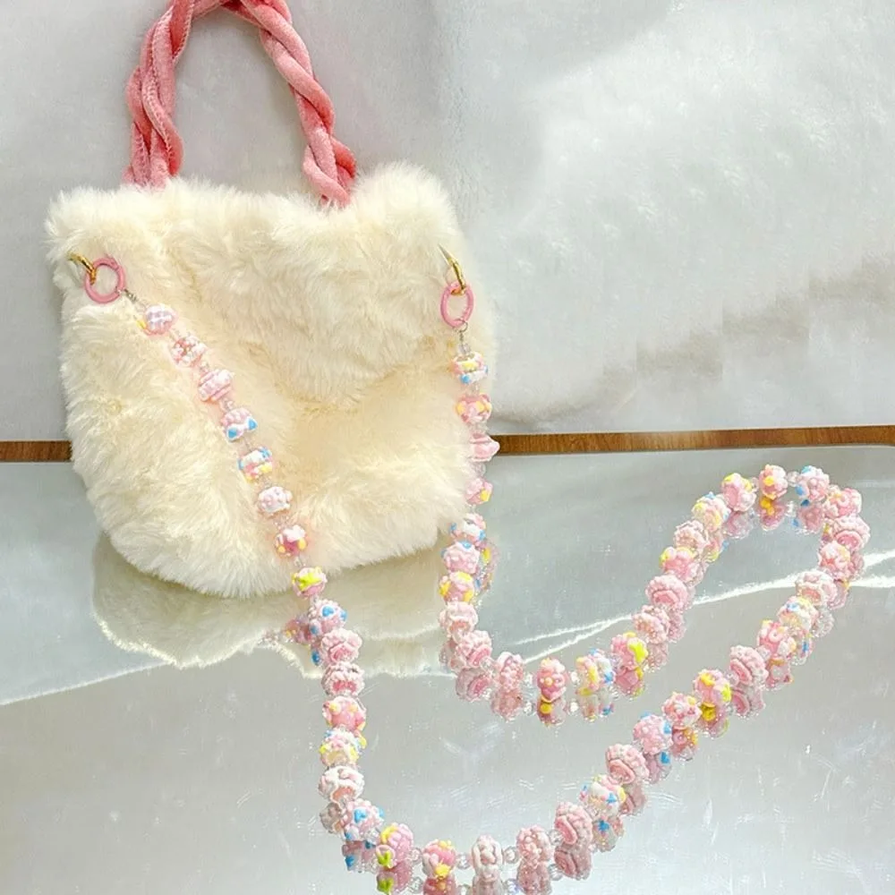 New Long Mobile Phone Lanyard Plush Colorful Mobile Phone Strap Hand-painted Beaded Universal Crossbody Bag Chain