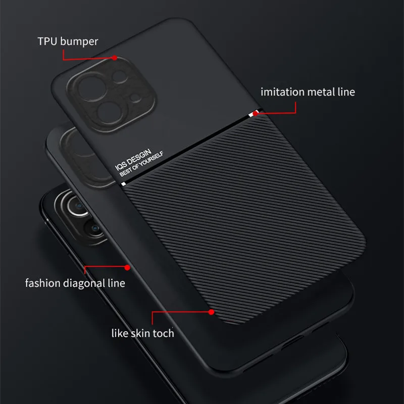 Slim Matte Leather Armor Phone Case For Xiaomi Mi 11 Lite Mi11 Pro 11 Ultra Magnetic Car Plate Soft Cover For Mi 11T Pro Fundas