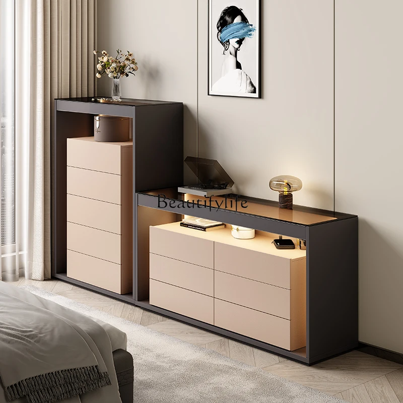 

5Minimalist solid wood chest of drawers Bedroom simple modern wall locker