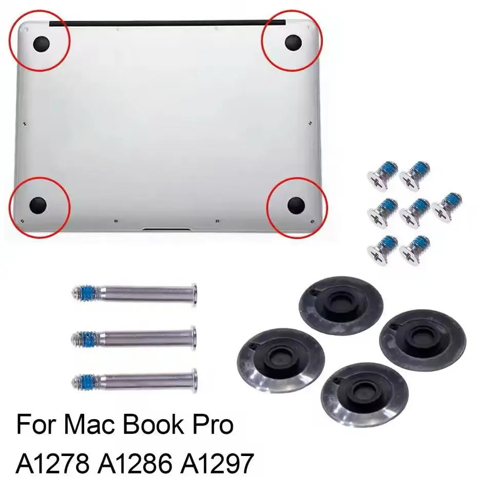 4x Bottom Case Rubber Feet with Screws Set Non-Slip Repair for MacBook Pro A1278 A1286 A1297