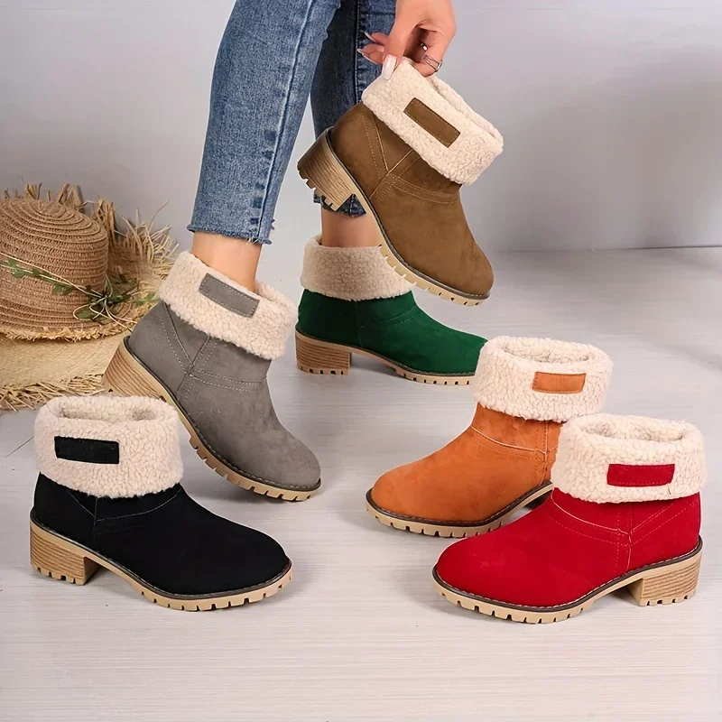 

Women Winter Fur Warm Snow Boots Ladies Warm wool booties Ankle Boot Comfortable Shoes plus size 36-43 Casual Women Mid Boots