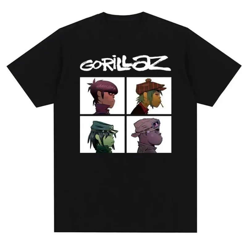 Music Band Gorillazs Punk Rock Fashion Printed T-shirt 90s Retro Casual Fashion Short Sleeve Plus Size T-Shirt Unisex