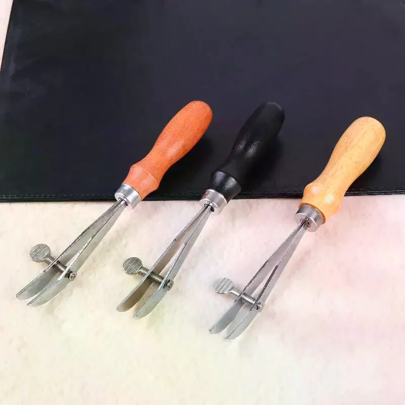 Wooden Handle Leather Creaser Width Adjustable Leather Edger Leather Working Tool For Belts Wallets Bags Saddles
