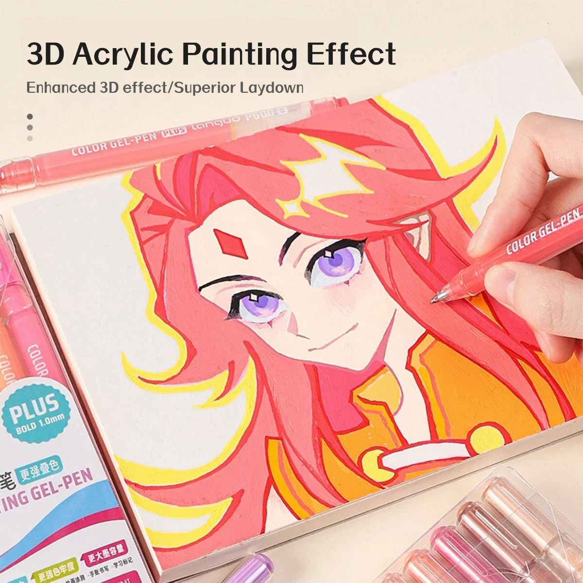 Languo 6/54 ألوان سعة كبيرة أكريليك هلام القلم 1.0 مللي متر اللوحة رسم متعدد الوظائف القلم القرطاسية مكتب اللوازم المدرسية #2