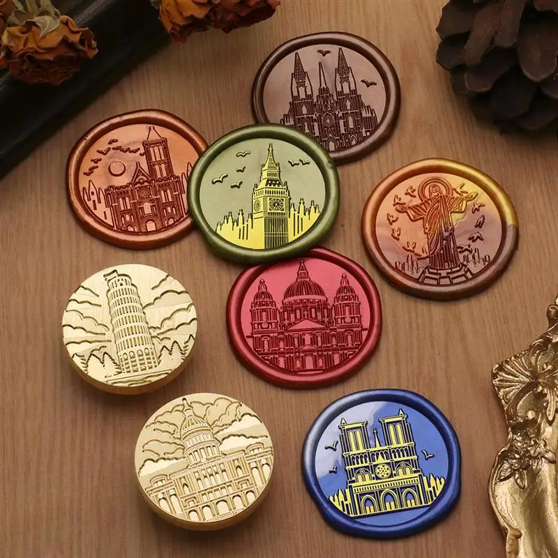 City Architecture Series Wax Seal Stamp Copper Head Travel Great Wall Big Ben Gift Wax Seal Stamps Scrapbooking Envelopes Decor