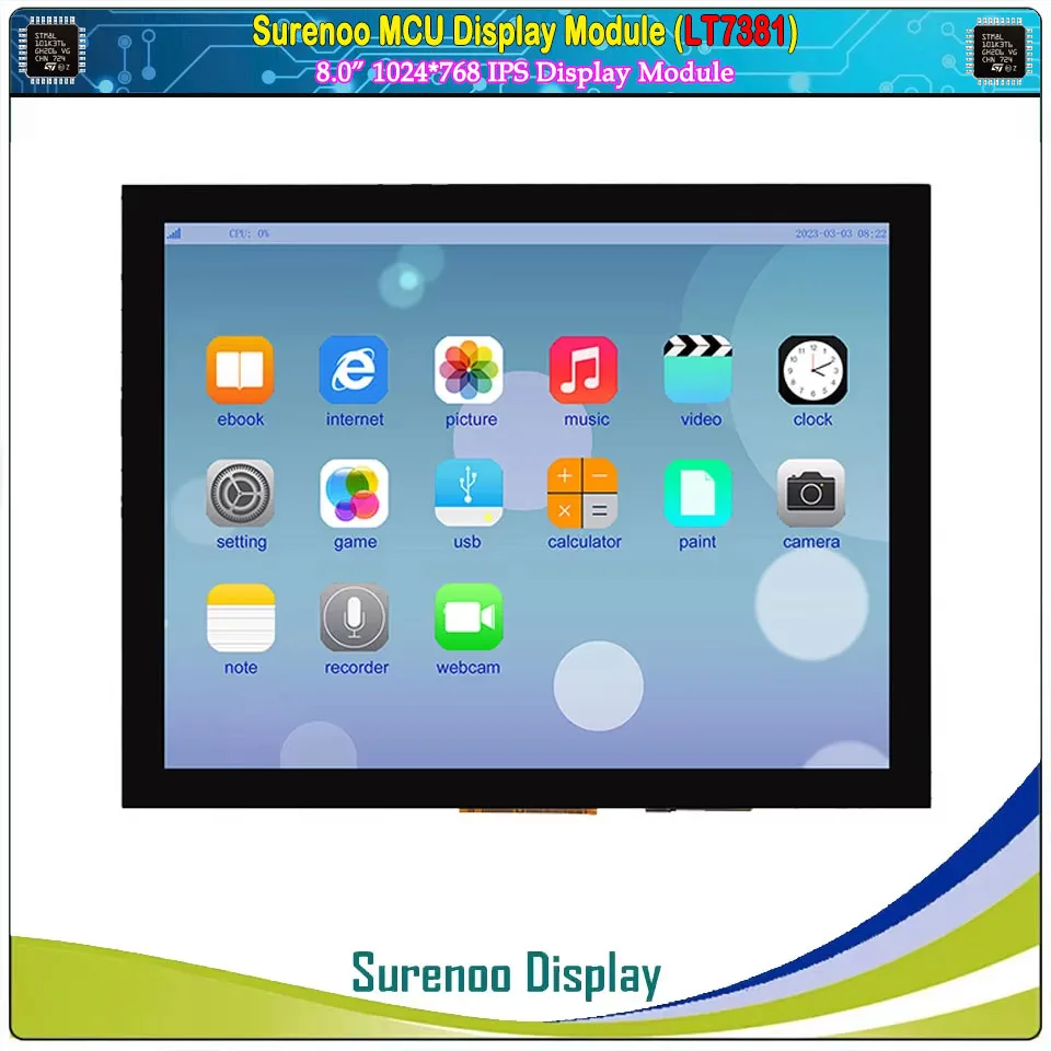 8,0-дюймовый 1024*768 LT7381 MCU параллельный IPS TFT ЖК-модуль дисплей экран монитор CTP емкостная сенсорная панель для Alientek STM32 8,0-дюймовый 1024*768 LT7381 MCU параллельный IPS TFT ЖК-модуль дисплей экран монитор CTP емкостная сенсорная панель для Alientek STM32