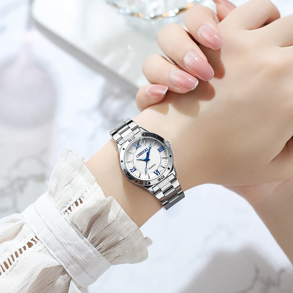 Chenxi Uhren für Männer Edelstahl Silber Quarz Armbanduhren Mode Uhr Frauen lässig Business Paar Uhr