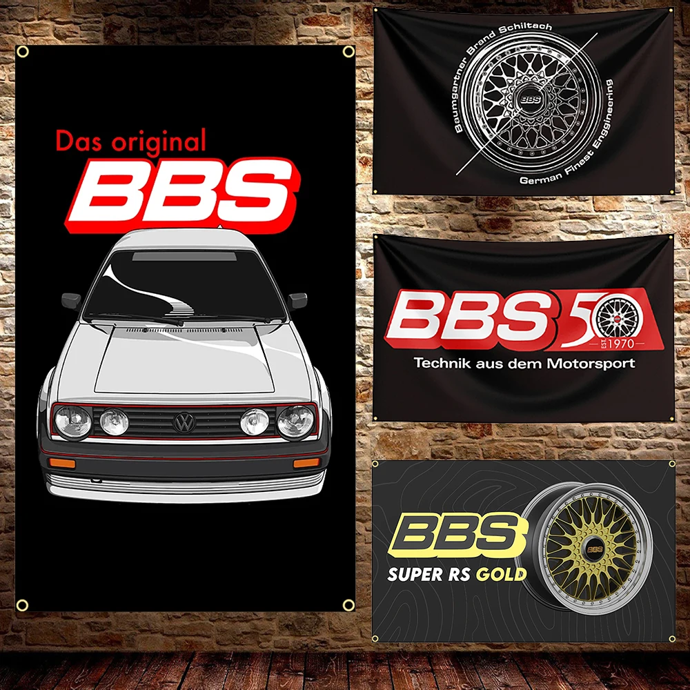 Banner de bandera de B-BBS, poliéster impreso, cartel de rueda de coche, 60x90cm, 90x150cm, banderines decorativos para entusiastas de los automóviles, decoración de la habitación