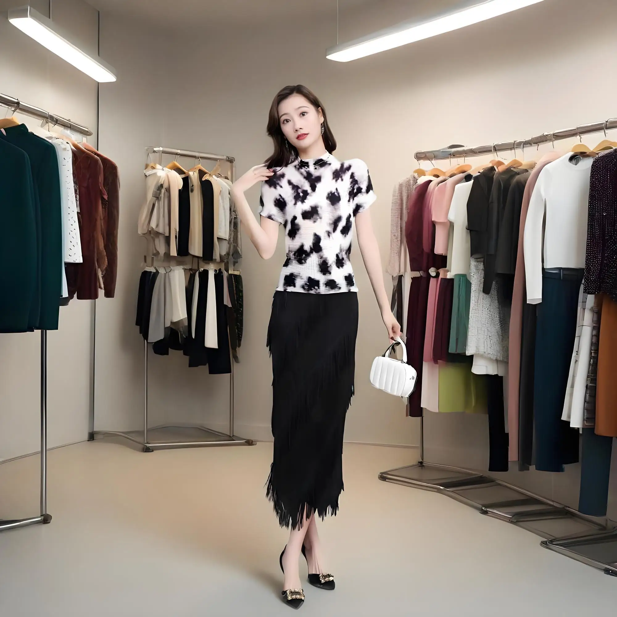 

Miyake 2025 New Versatile Crumpled Skirt Fashionable Women's Hip Skirt Covering Hips, High Waist and Thin Pleat Fringed Skirt