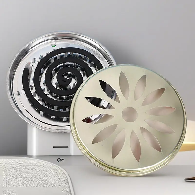 Stainless Steel Mosquito Coil Holder Box With Lid Fireproof Durable Holder For Living Room Protection