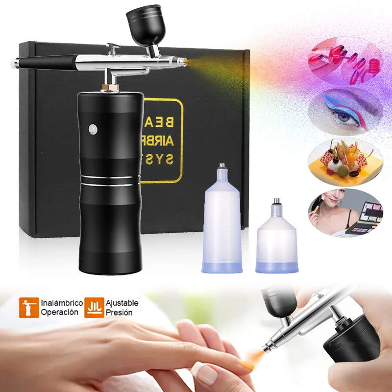 Mini Kit de compresseur d'air de pulvérisation d'oxygène, brosse à Air, pistolet de pulvérisation, processus de tatouage des ongles, outil de pulvérisation Nano