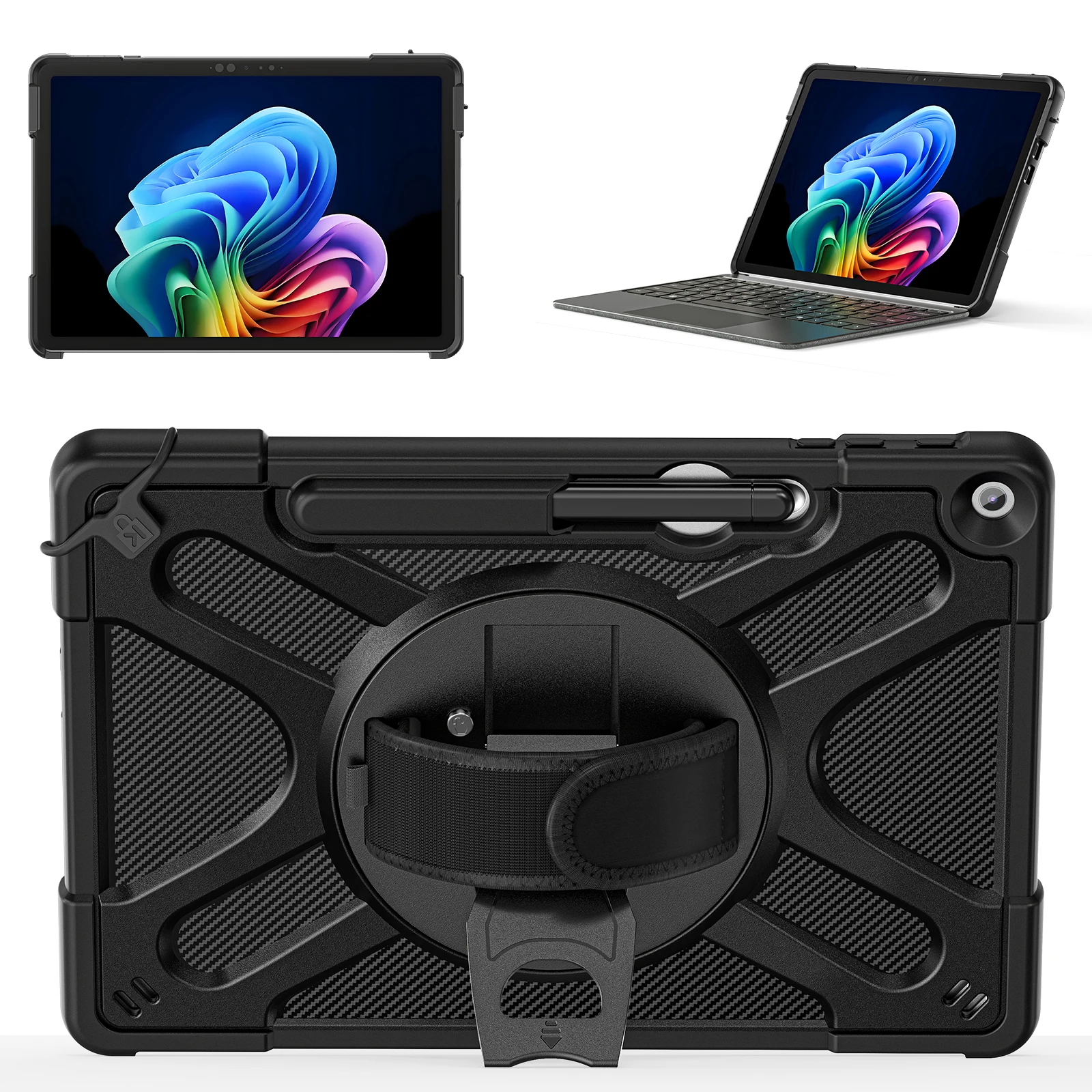 Heavy Duty Case For Microsoft Surface Pro 12 Inch 2025 Stand Cover with Back Pen Holder for Surface Pro 12 12
