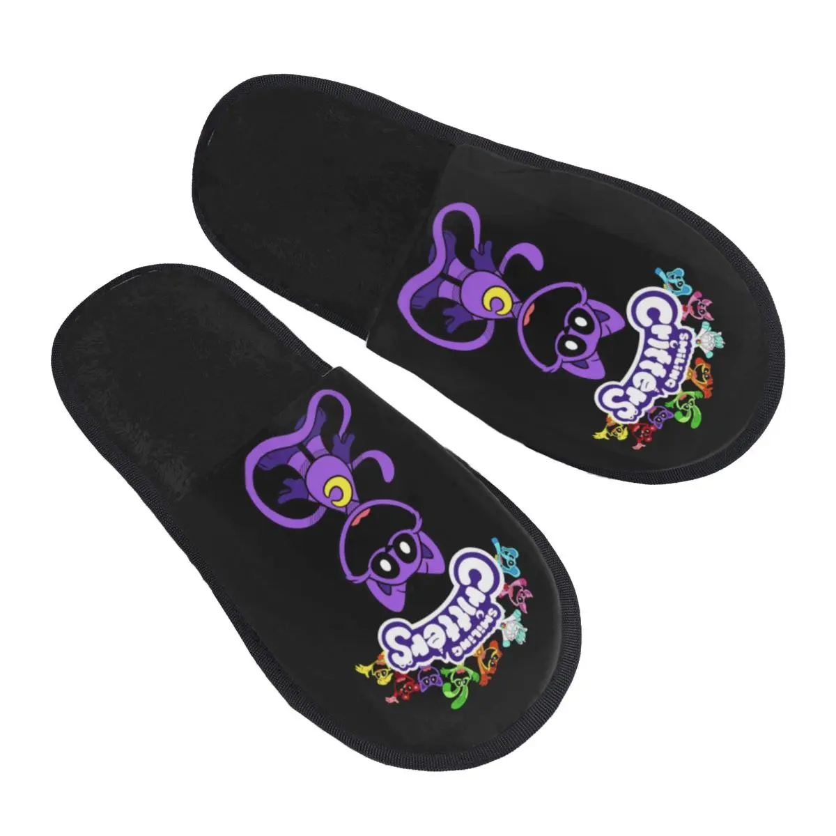 Custom Smiling Critters Catnap Memory Foam Slippers Women Comfy Warm House Slippers