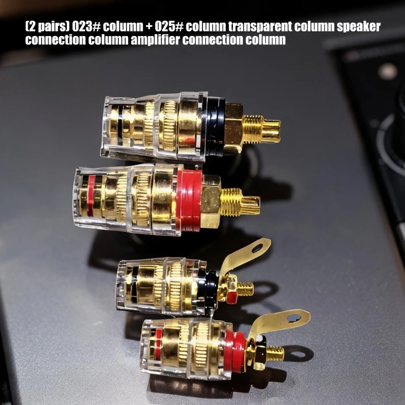 Speaker Connection Terminal Speaker Binding Post Set, 2Pair Clear Binding Posts with Metal Cores for Amplifier Terminal 896C