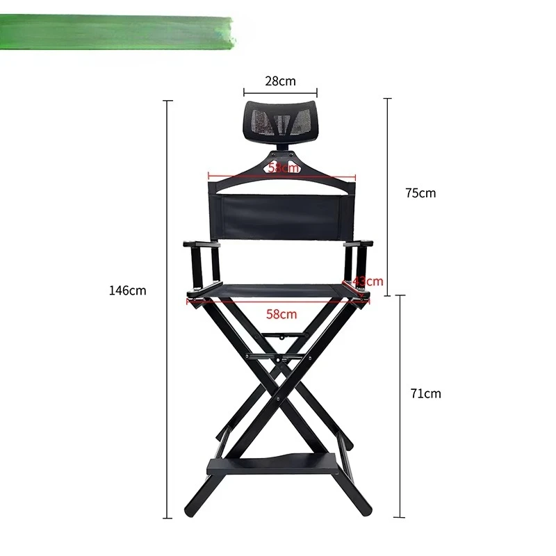 Sedia per truccatori portatile pieghevole personalizzata in alluminio di alta qualità con poggiatesta staccabile