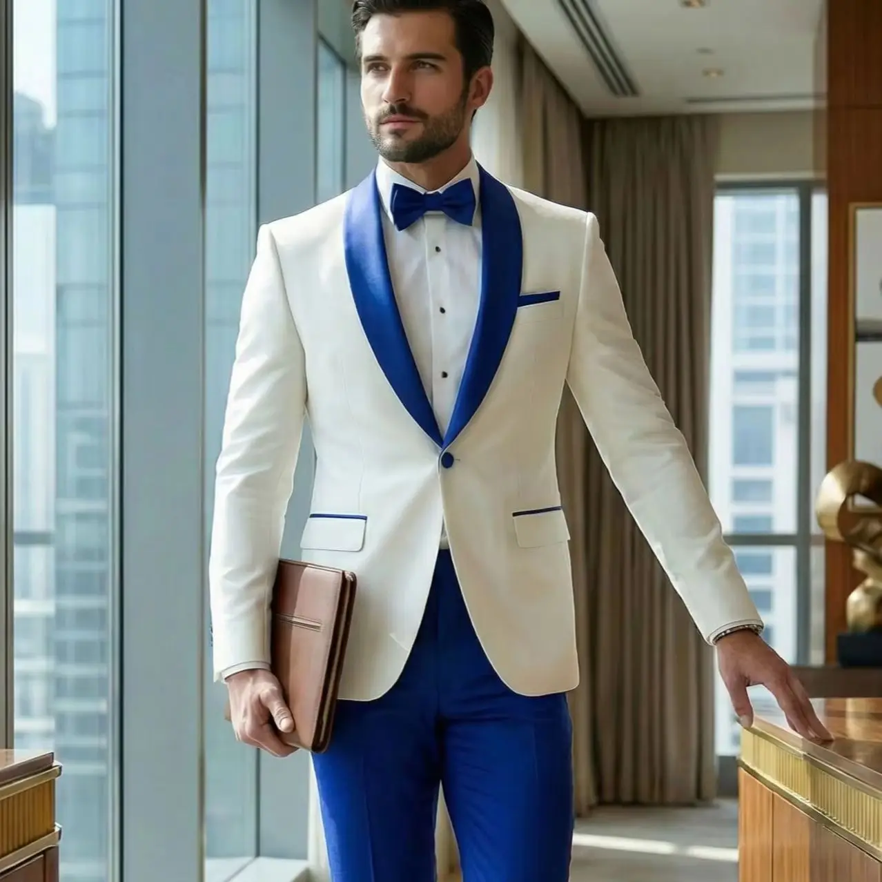 

Белый мужской костюм-двойка Slim Fit с шалевым воротником, для свадьбы, жениха, шафера, вечеринки, смокинг, комплект из пиджака и брюк, Trajes De Hombre