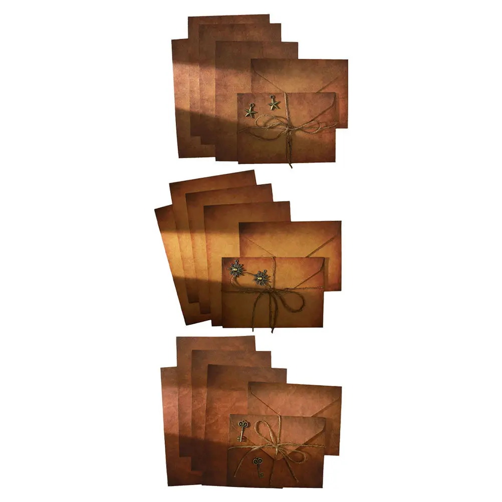 

3Sets Retro Envelope Letter Paper Set Vintage Kraft Stationery Paper Decorative Writing Supplies for Party Invitation Wedding