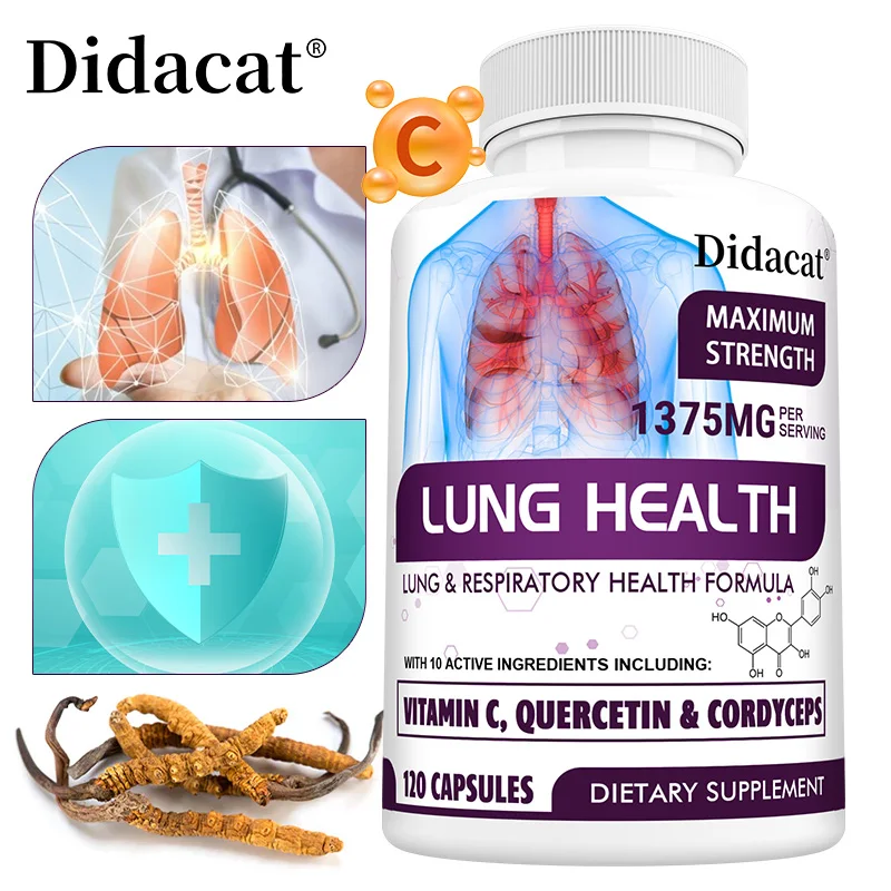 

Lung Health Supplement, Detox, Cleanse, Lung Support, Respiratory Health with Vitamin C, Quercetin, Cordyceps and More